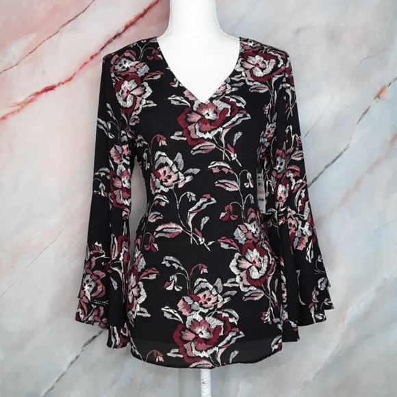 Alfani Tops - ALFANI Chic Etch Autumn Blush Bell Sleeve Blouse